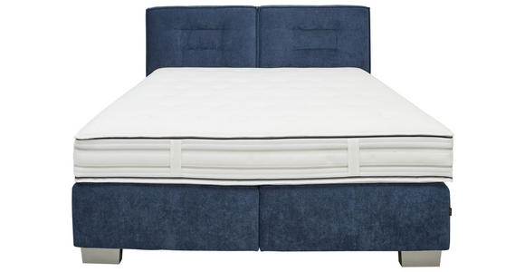 BOXSPRINGBETT 200/200 cm  in Dunkelblau  - Chromfarben/Dunkelblau, KONVENTIONELL, Textil/Metall (200/200cm) - Dieter Knoll