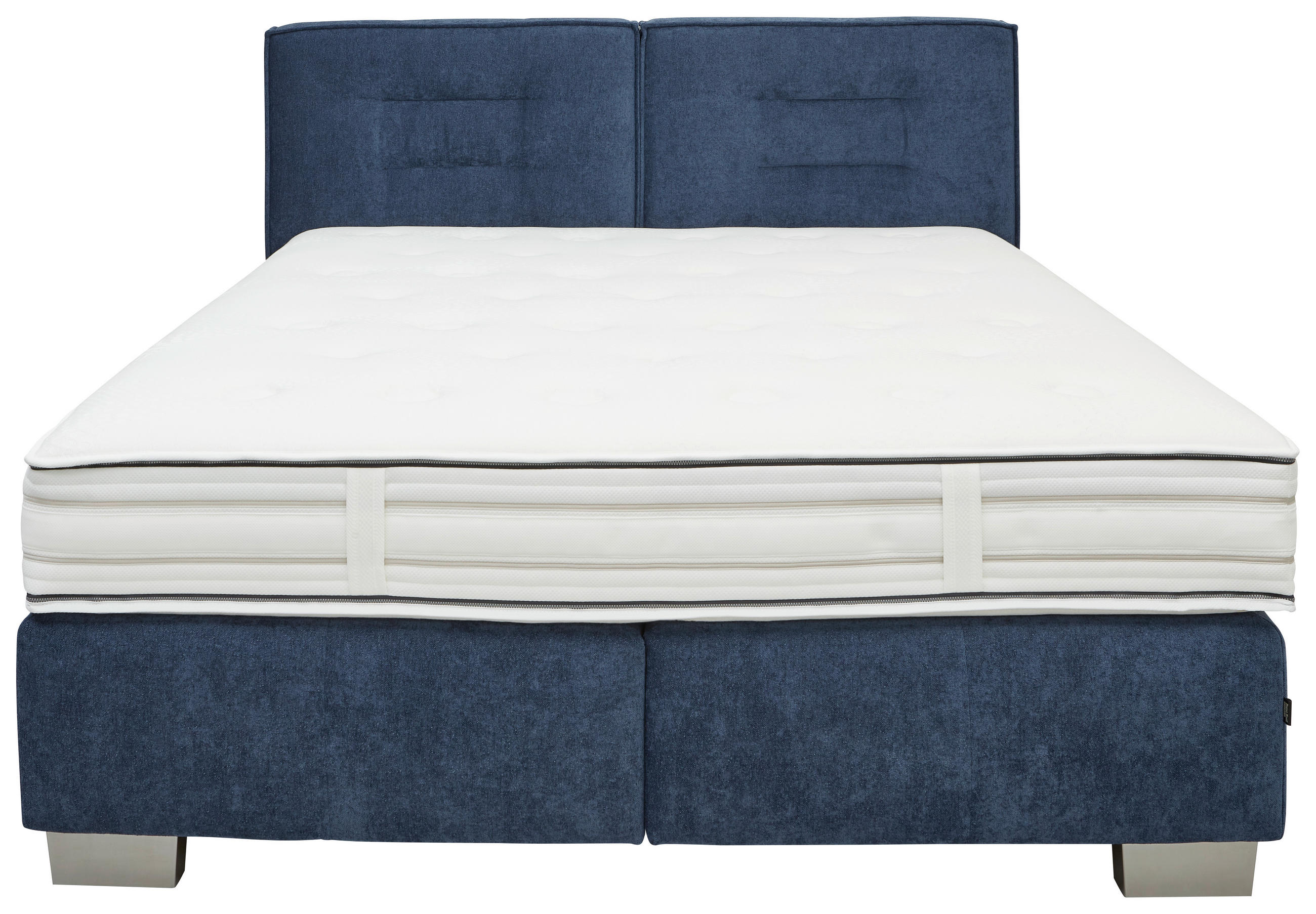 Thumbnail - Dieter Knoll Boxspringbett, Dunkelblau, Textil, Uni, H2 + H4, 7-Zonen, Höhe ca. 30 cm, 160x200 cm, Über- und Sondergröße...