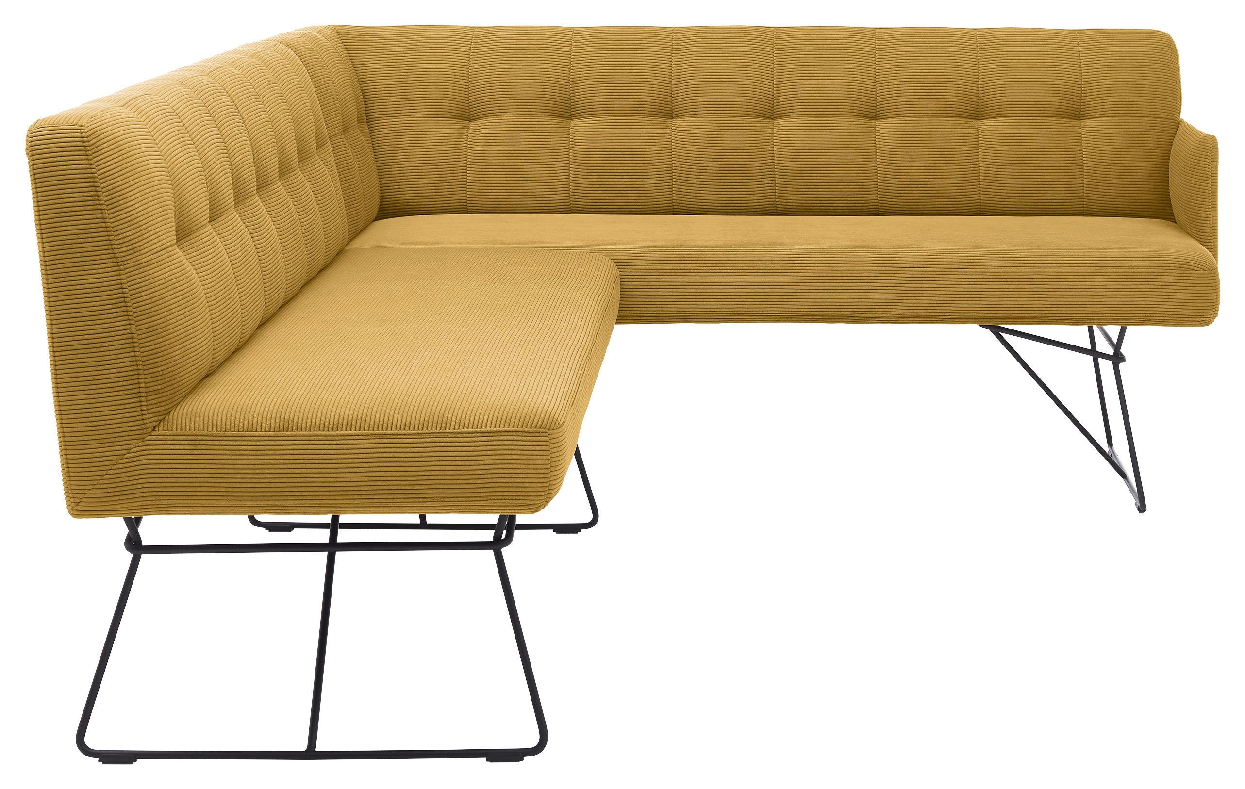 ECKBANK 232/180 cm Feincord Grün Metall   - Schwarz/Grün, Design, Textil/Metall (232/180cm) - Johann Jakob