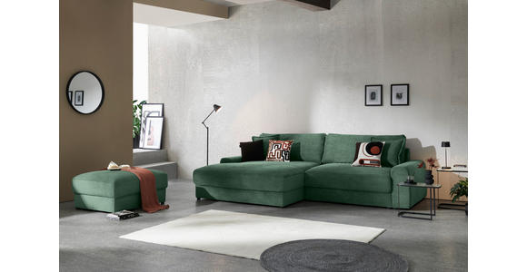 ECKSOFA Dunkelgrün Cord  - Dunkelgrün/Schwarz, MODERN, Kunststoff/Textil (180/300cm) - Carryhome