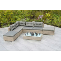 LOUNGEGARNITUR 7-teilig   Stahl  - Naturfarben/Grau, MODERN, Glas/Kunststoff - Gardenson