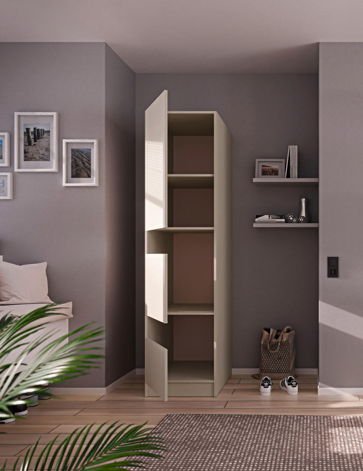 MEHRZWECKSCHRANK 50/200/68 cm  in Kaschmir  - Kaschmir/Schwarz, Design, Holzwerkstoff/Metall (50/200/68cm) - Milino