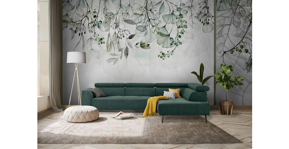 ECKSOFA Waldgrün Feincord - Waldgrün/Schwarz, Design, Textil/Metall (280/205cm) - Xora