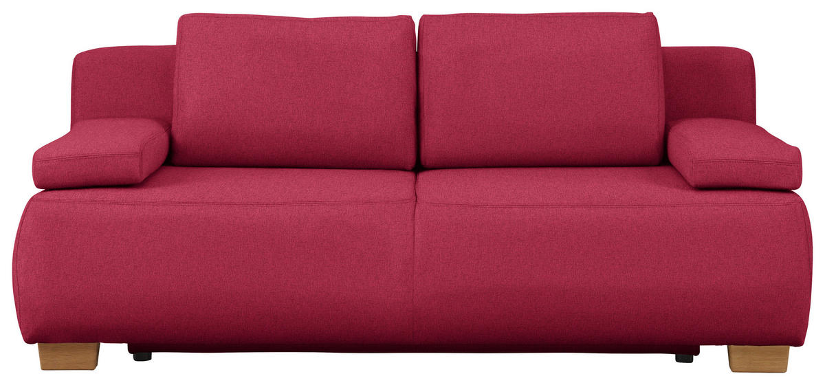 BOXSPRINGSOFA  in Webstoff Rot Retro  - Rot/Naturfarben, Design, Holz/Textil (205/93/108cm) - Venda