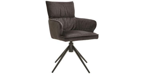 ARMLEHNSTUHL in Eisen Velours - Anthrazit/Schwarz, Design, Textil/Metall (58/91/62cm) - Dieter Knoll