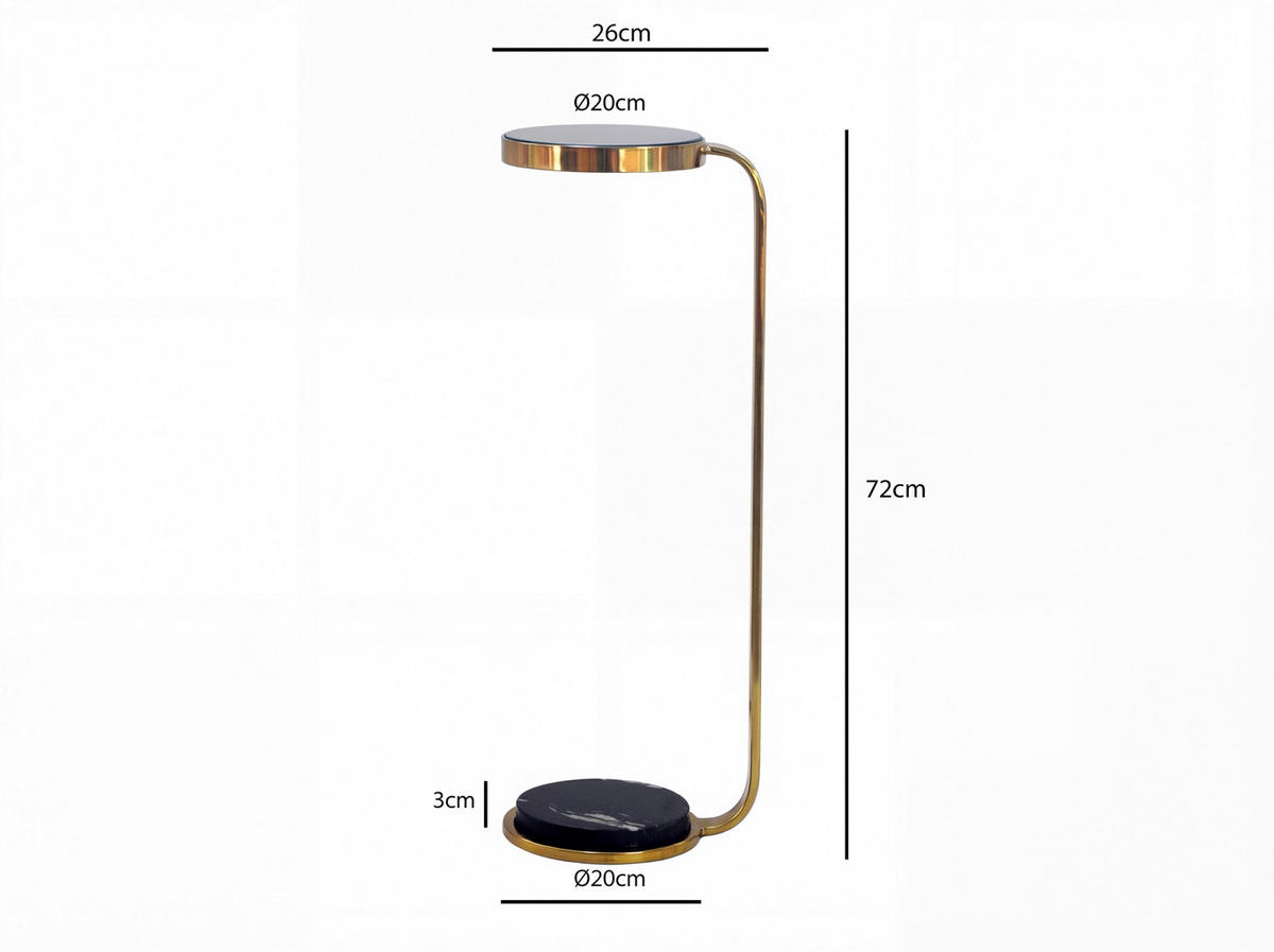 BEISTELLTISCH Metall, Glas 26/20/72 cm  - Goldfarben/Schwarz, Design, Glas/Stein (26/20/72cm) - Livetastic