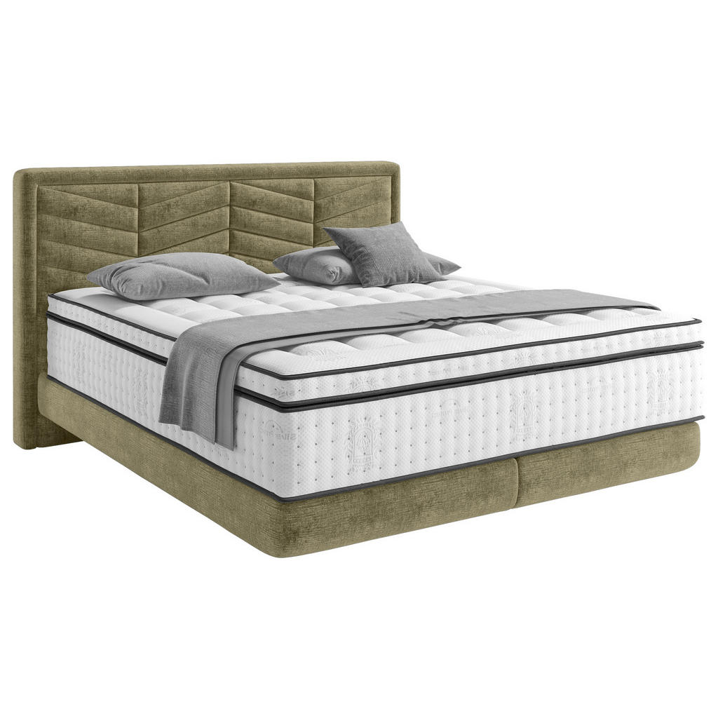 Thumbnail - Carryhome Boxspringbett, Olivgrün, Textil, H3, Höhe ca. 34 cm, 160x200 cm, Stoffauswahl, in verschiedenen Größen erhältl...