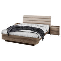 Pat, culoare lemn stejar - nucă/culoare lemn stejar, Modern, plastic/lemn (160/200cm) - Novel