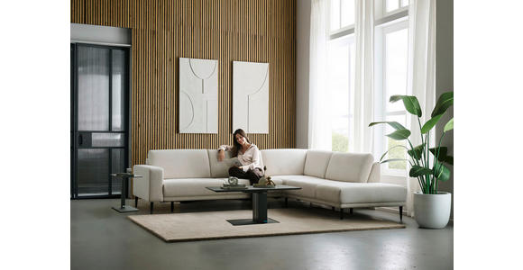 ECKSOFA Dieter Knoll Beige Chenille  - Beige/Schwarz, Design, Textil/Metall (303/254cm) - Dieter Knoll