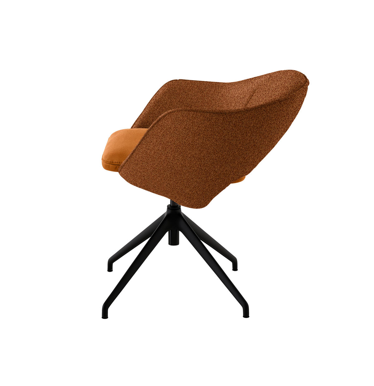 ARMLEHNSTUHL  Stoffauswahl, Wippfunktion, Sitzfläche 360° drehbar, gepolsterte Armlehnen Flachgewebe  - Cognac/Schwarz, Design, Textil/Metall (63/74-90/57-73cm) - Koinor