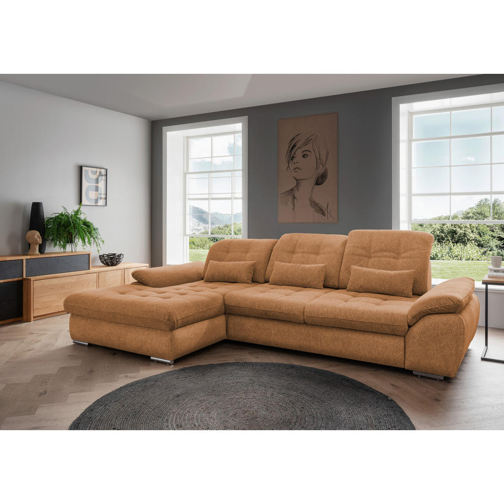 Thumbnail - Livetastic Ecksofa, Currygelb, Textil, Buche, Fichte, Kiefer, Uni, 4-Sitzer, Füllung: Schaumstoff, L-Form, 314x184 cm, L...