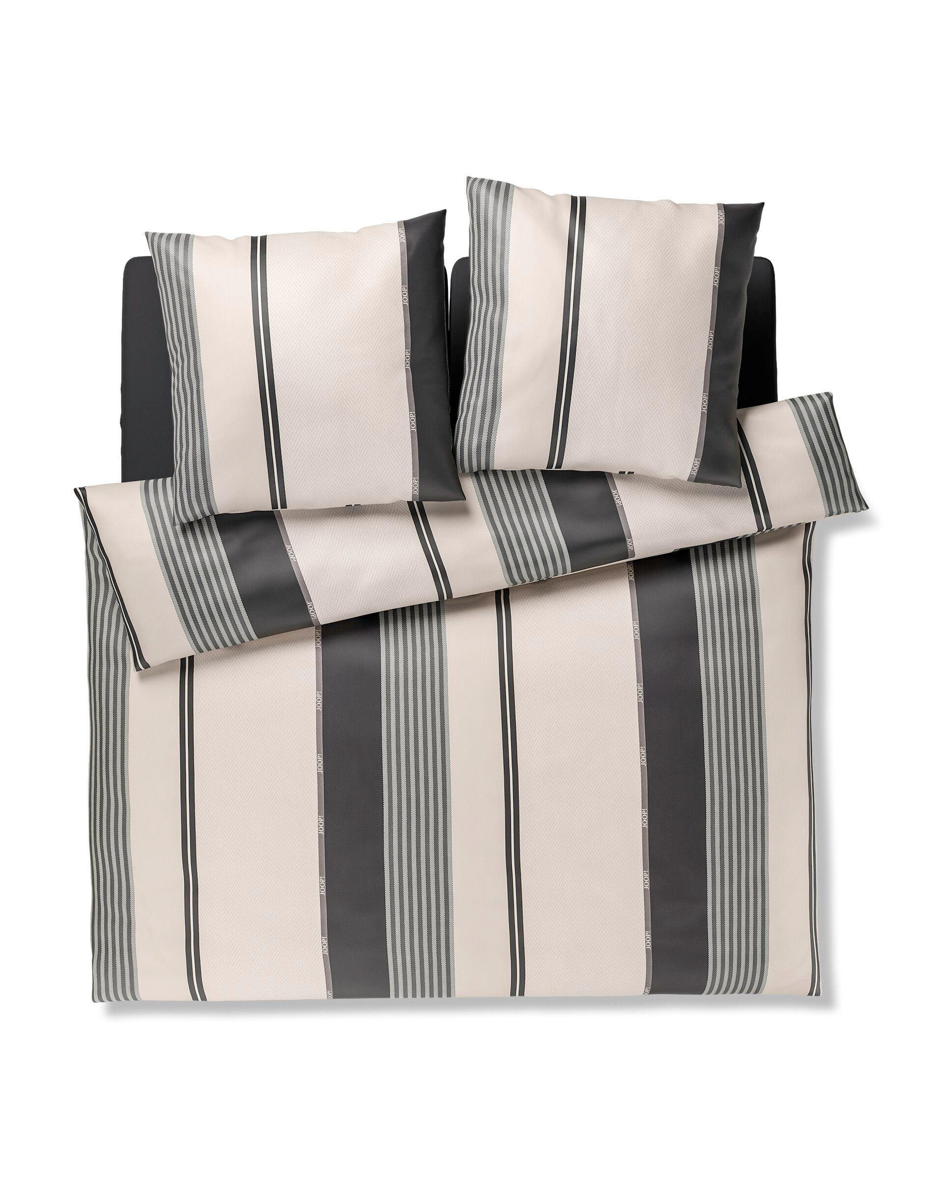 BETTWÄSCHESET 3-teilig Herringbone Stripes Makosatin 200/210 cm  - Schwarz, Modern, Textil (200/210cm) - Joop!