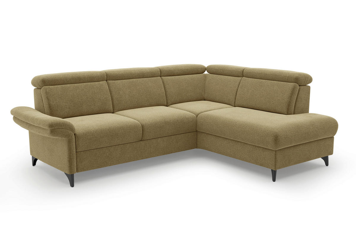 ECKSOFA GLENDALE E Olivgrün Flachgewebe  - Schwarz/Olivgrün, KONVENTIONELL, Textil/Metall (247/193cm) - Sit & More