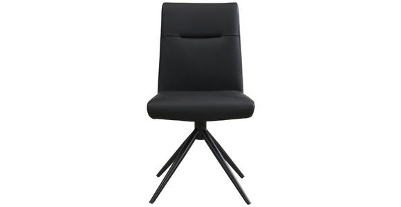 STUHL Echtleder Schwarz  - Schwarz, Trend, Leder/Metall (47/89/62cm) - Novel