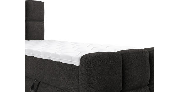 BOXBETT 100/200 cm,  in Schwarz, gepolstertes Kopfteil, Bettkasten, Topper, H3 = fest  - Schwarz, Design, Holzwerkstoff/Kunststoff (100/200cm) - Xora