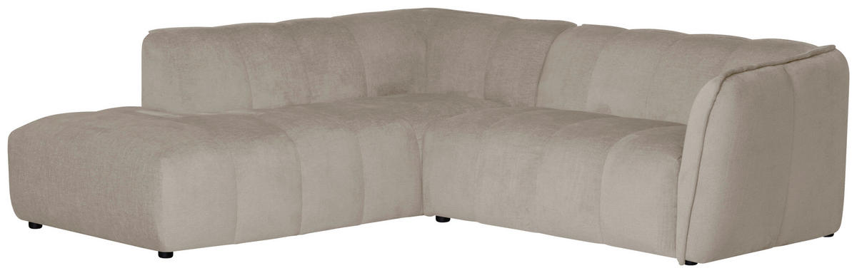 ECKSOFA LIVOLI in Chenille Creme  218/230 cm  - Creme/Schwarz, Design, Textil (218/230cm) - MID.YOU