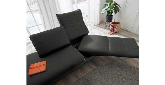 RÉCAMIERE in Echtleder Dunkelgrau - Chromfarben/Dunkelgrau, Design, Leder/Metall (209/85-109/95-16cm) - Dieter Knoll