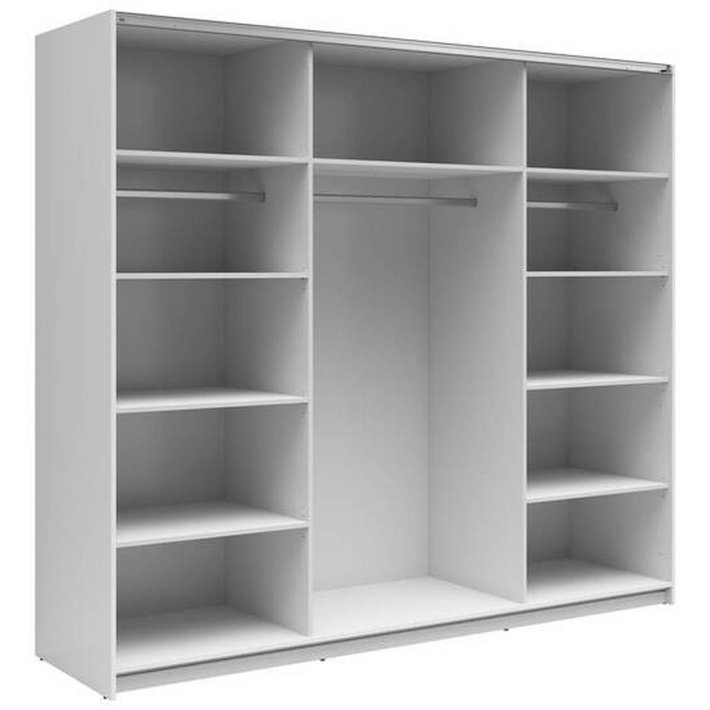 Thumbnail - Mid.you Schwebetürenschrank, Eiche Wotan, Weiß Hochglanz, Metall, 6 Fächer, 220x195.5x60 cm, FSC Mix, Schlafzimmer, Klei...
