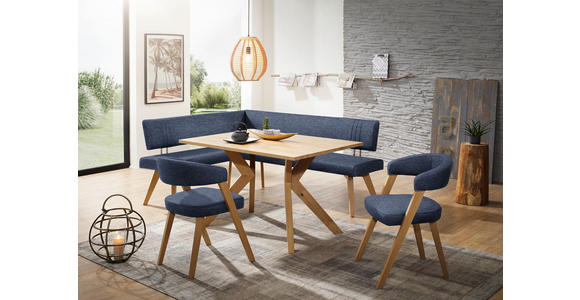 ECKBANK 180/220 cm in Dunkelblau, Wildeiche - Wildeiche/Eichefarben, Design, Holz/Textil (180/220cm) - Venda