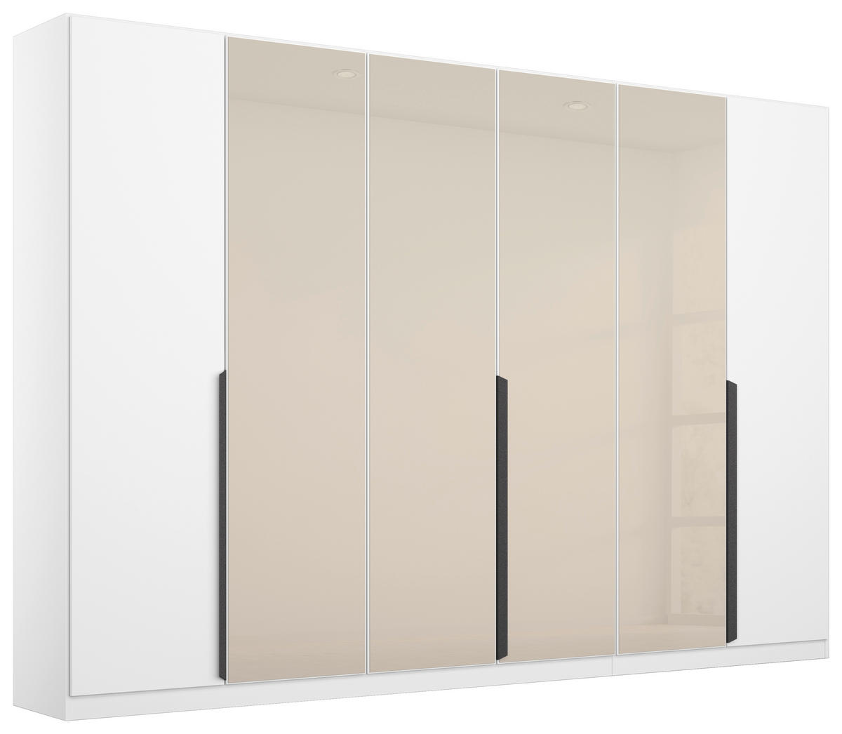 DREHTÜRENSCHRANK in Weiss, Champagner  - Weiss/Champagner, Modern, Glas/Holzwerkstoff (271/210/54cm) - Rauch Möbel