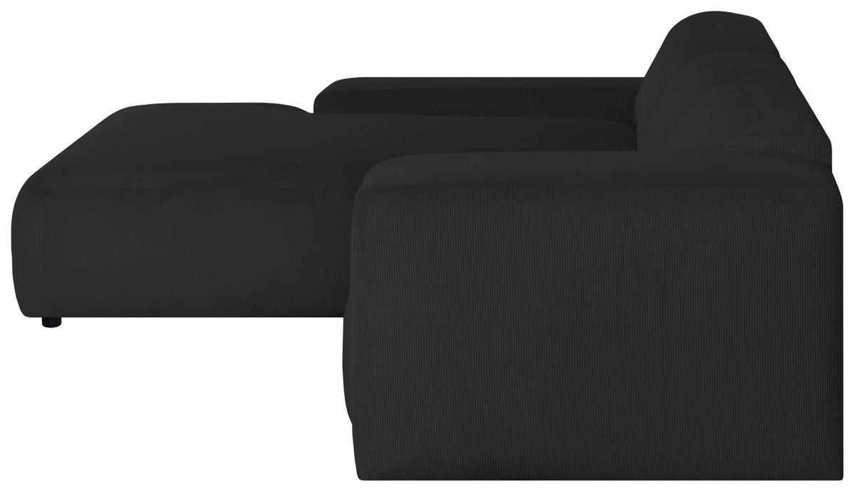 ECKSOFA HANNAH Schwarz Cord  - Schwarz, Design, Kunststoff/Textil (200/304cm) - MID.YOU