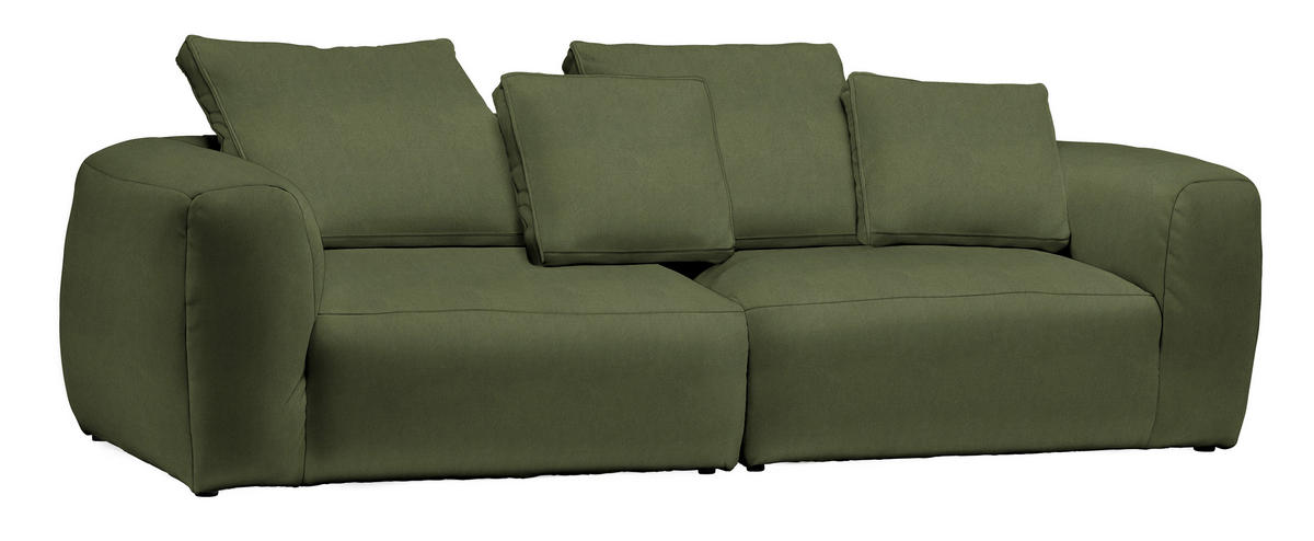 BIGSOFA Samt Dunkelgrün  - Dunkelgrün/Schwarz, MODERN, Kunststoff/Textil (260/70/122cm) - Carryhome