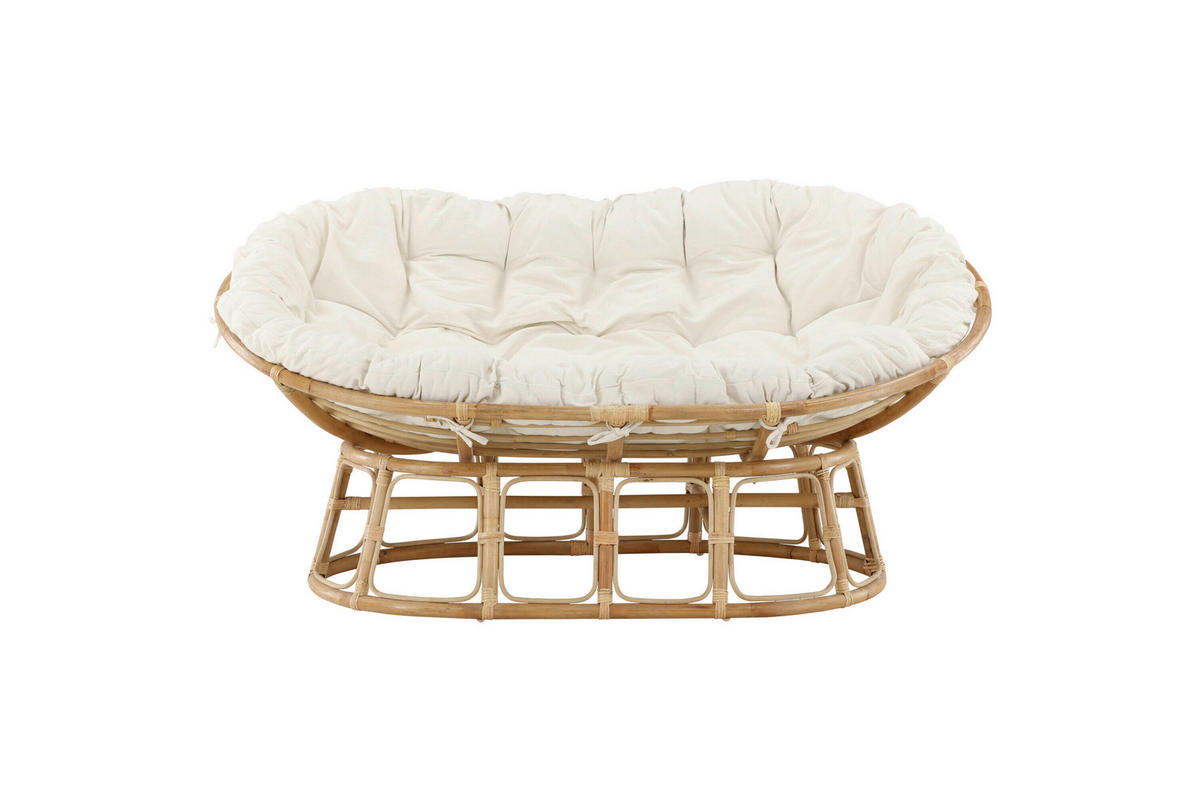 LOUNGEFÅTÖLJ  - vit/naturfärgad, Modern, trä/textil (165/97/108cm) - Gardenson