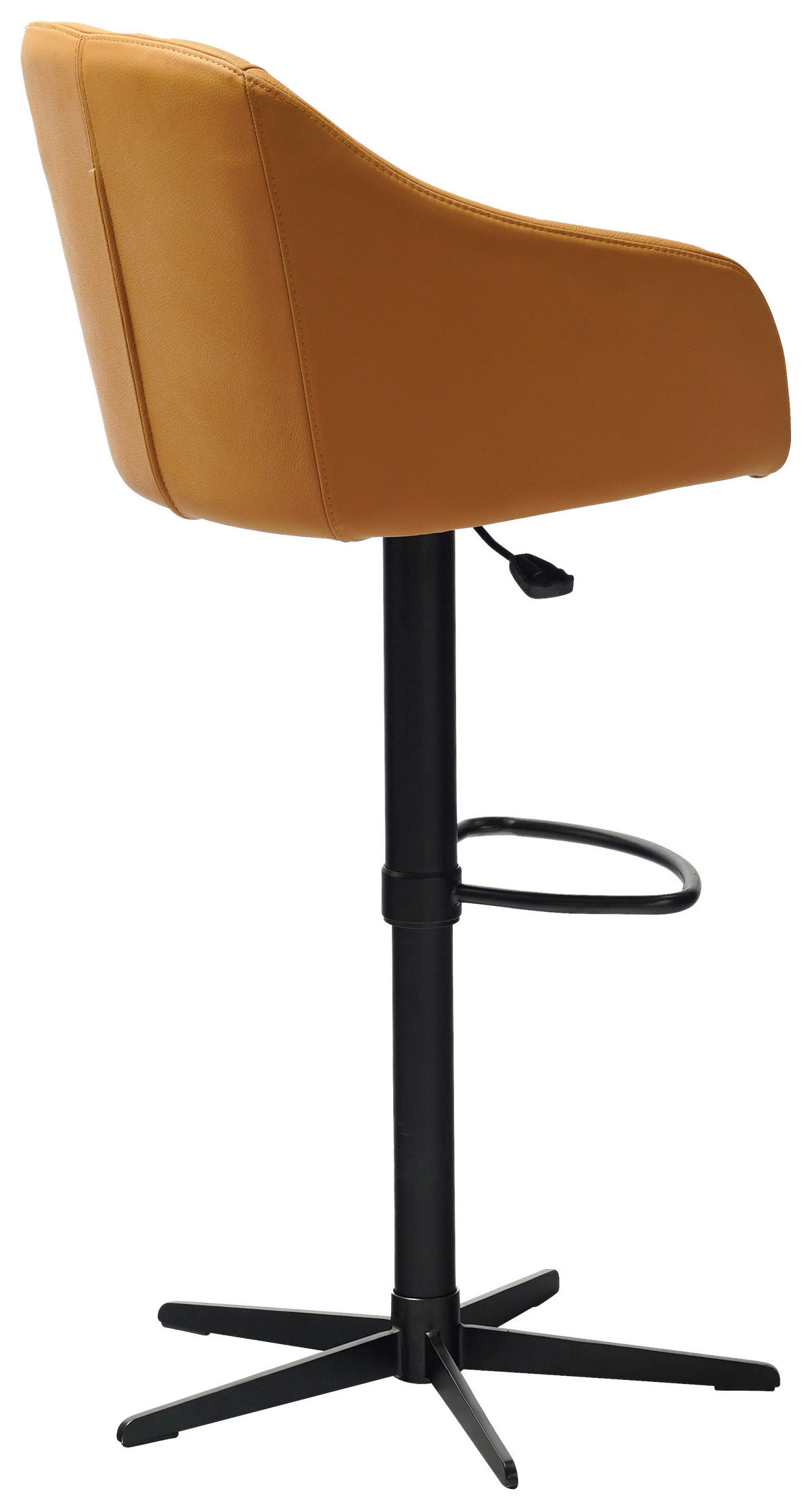 BARHOCKER in Metall, Leder Cognac, Schwarz  - Cognac/Schwarz, Design, Leder/Metall (54,5/88-108/53,5cm) - Cassando