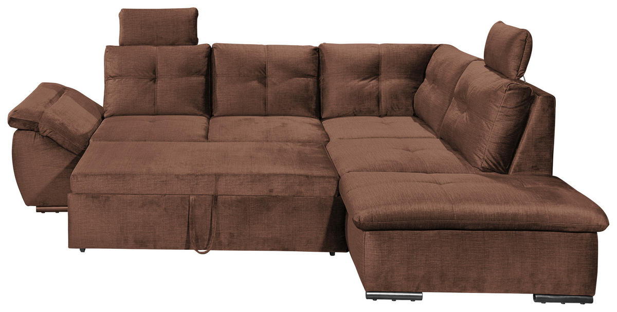 ECKSOFA in Mikrovelours Kupferfarben  - Schwarz/Kupferfarben, Konventionell, Kunststoff/Textil (265/217cm) - Carryhome
