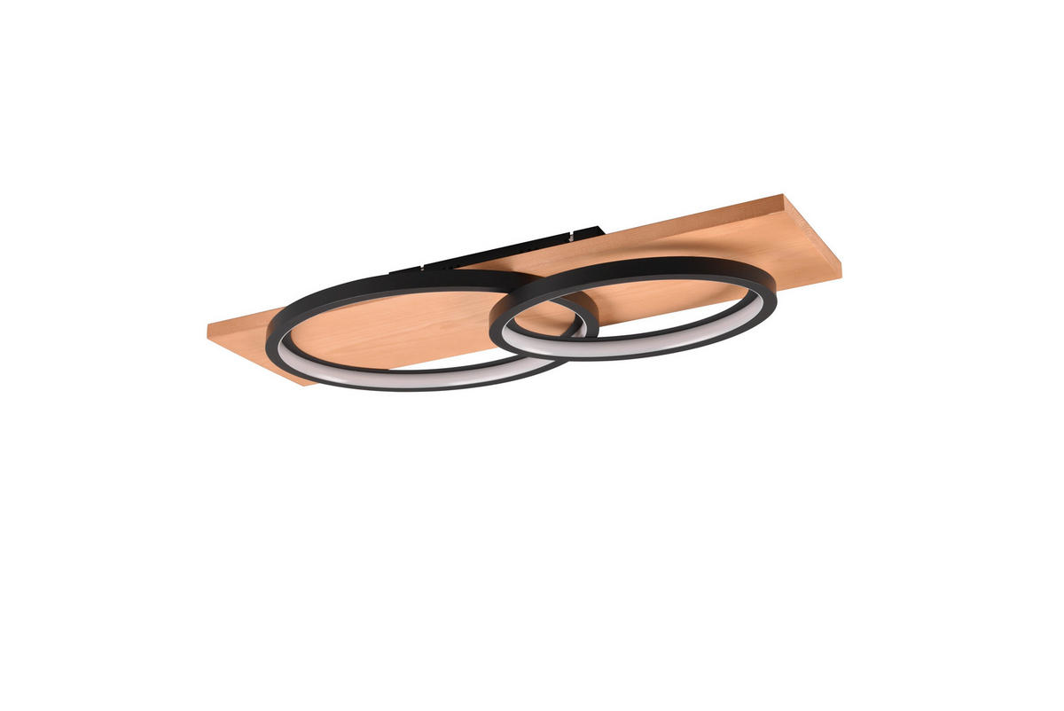 LED-DECKENLEUCHTE    75/33/10 cm  - Schwarz/Braun, Basics, Holz/Metall (75/33/10cm) - Trio Leuchten