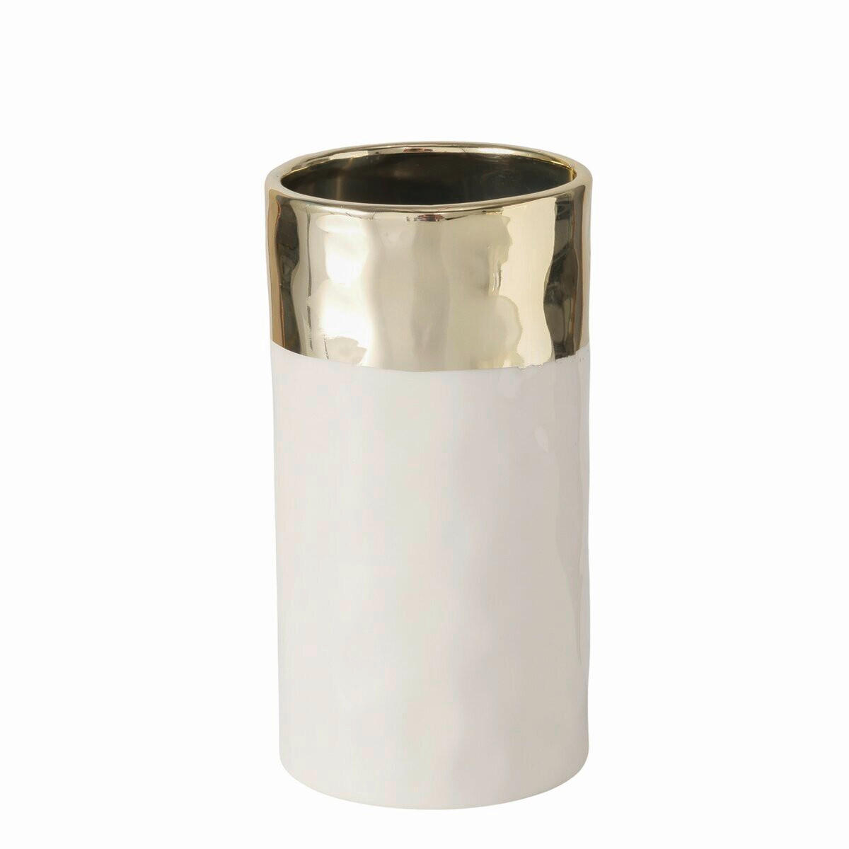 VÁZA  - aranyszínű/fehér, Basics, kerámia (8/15cm)