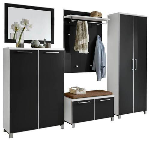 GARDEROBE 6-teilig  in 260/193/40 cm  - Hellbraun/Anthrazit, Design, Glas/Holzwerkstoff (260/193/40cm)