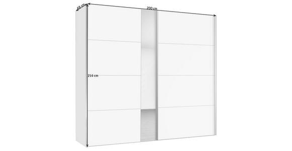SCHWEBETÜRENSCHRANK in Weiß - Chromfarben/Weiß, Design, Glas/Holzwerkstoff (200/216/68cm) - Hom`in