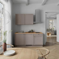 KÜCHENLEERBLOCK Frame 180 cm  in Eichefarben, Beigebraun  - Edelstahlfarben/Eichefarben, MODERN, Holzwerkstoff/Metall (180cm) - Nobilia