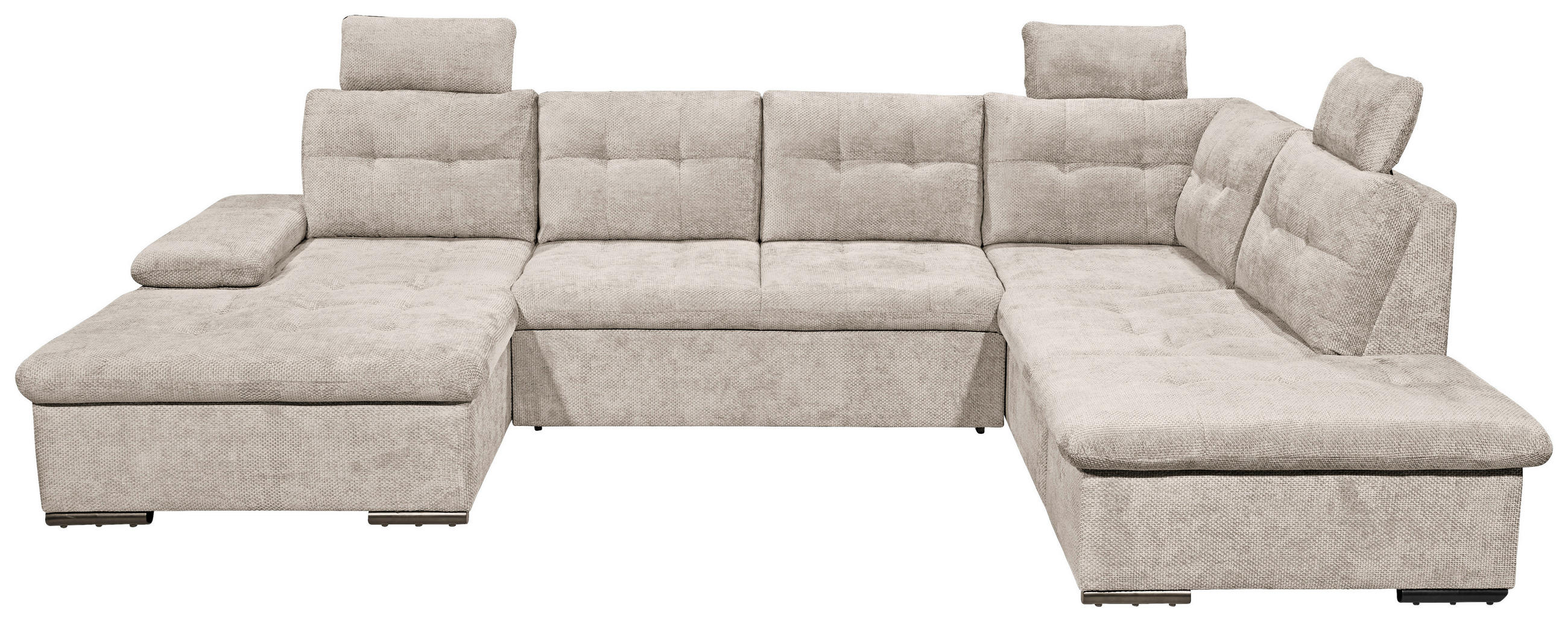 WOHNLANDSCHAFT RONDA Greige Webstoff  - Greige/Schwarz, Basics, Kunststoff/Textil (170/324/218cm) - Livetastic