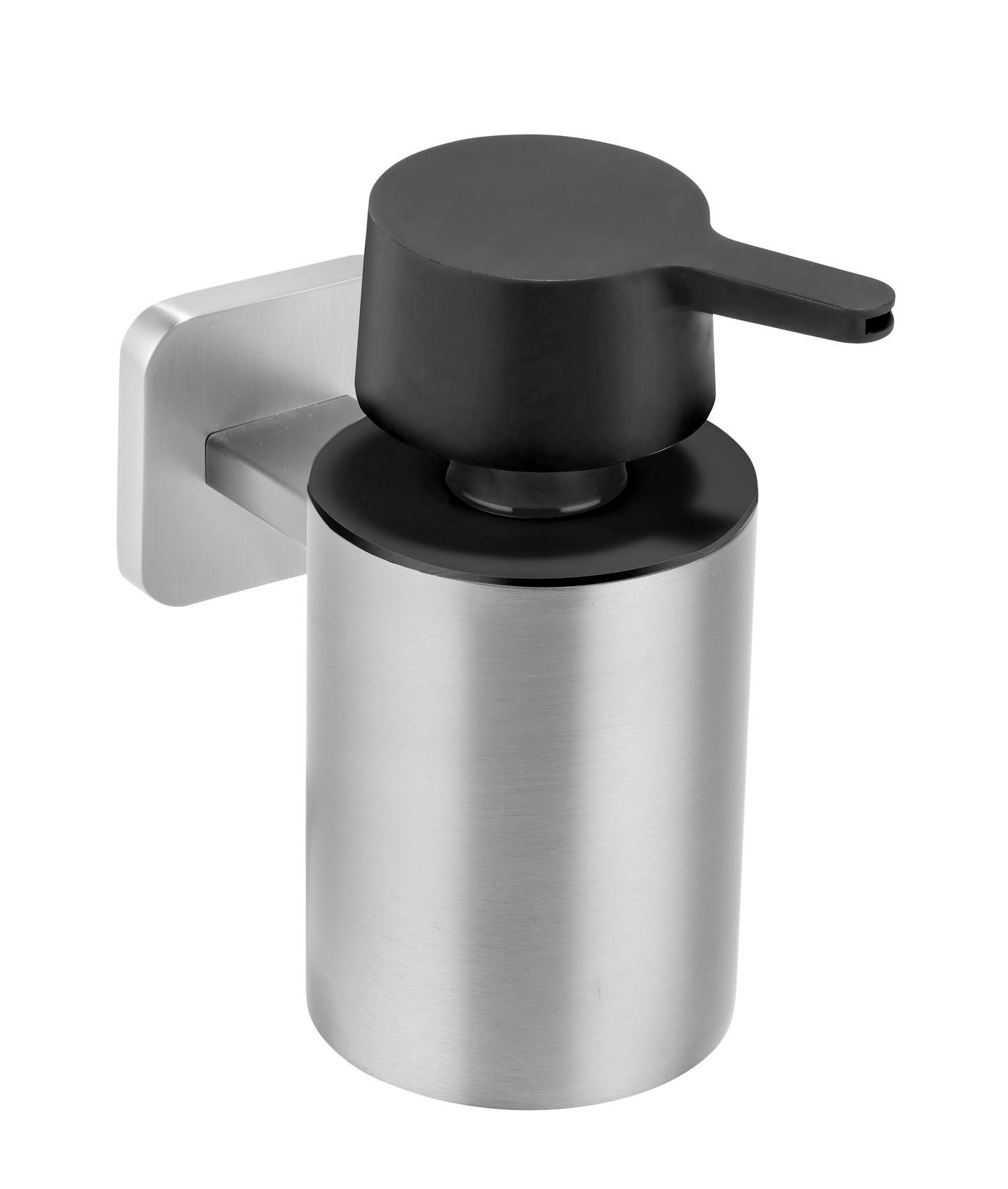 SEIFENSPENDER PORTO MATT  - Edelstahlfarben/Schwarz, MODERN, Kunststoff/Metall (9,5/11,5/14,5cm) - Wenko