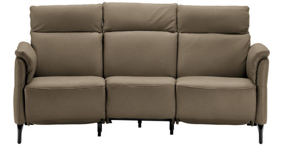 TRAPEZSOFA  in Echtleder Dunkelbraun  - Dunkelbraun/Schwarz, KONVENTIONELL, Leder/Metall (221/103/95cm) - Dieter Knoll