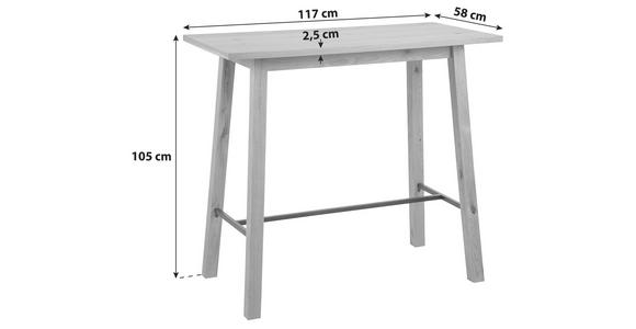 BARTISCH Wildeiche furniert rechteckig Wildeiche - Wildeiche/Schwarz, Design, Holz/Holzwerkstoff (117/58/105cm) - Carryhome