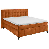 BOXSPRINGBETT 180/200 cm  in Cognac  - Cognac/Schwarz, KONVENTIONELL, Kunststoff/Textil (180/200cm) - Modante
