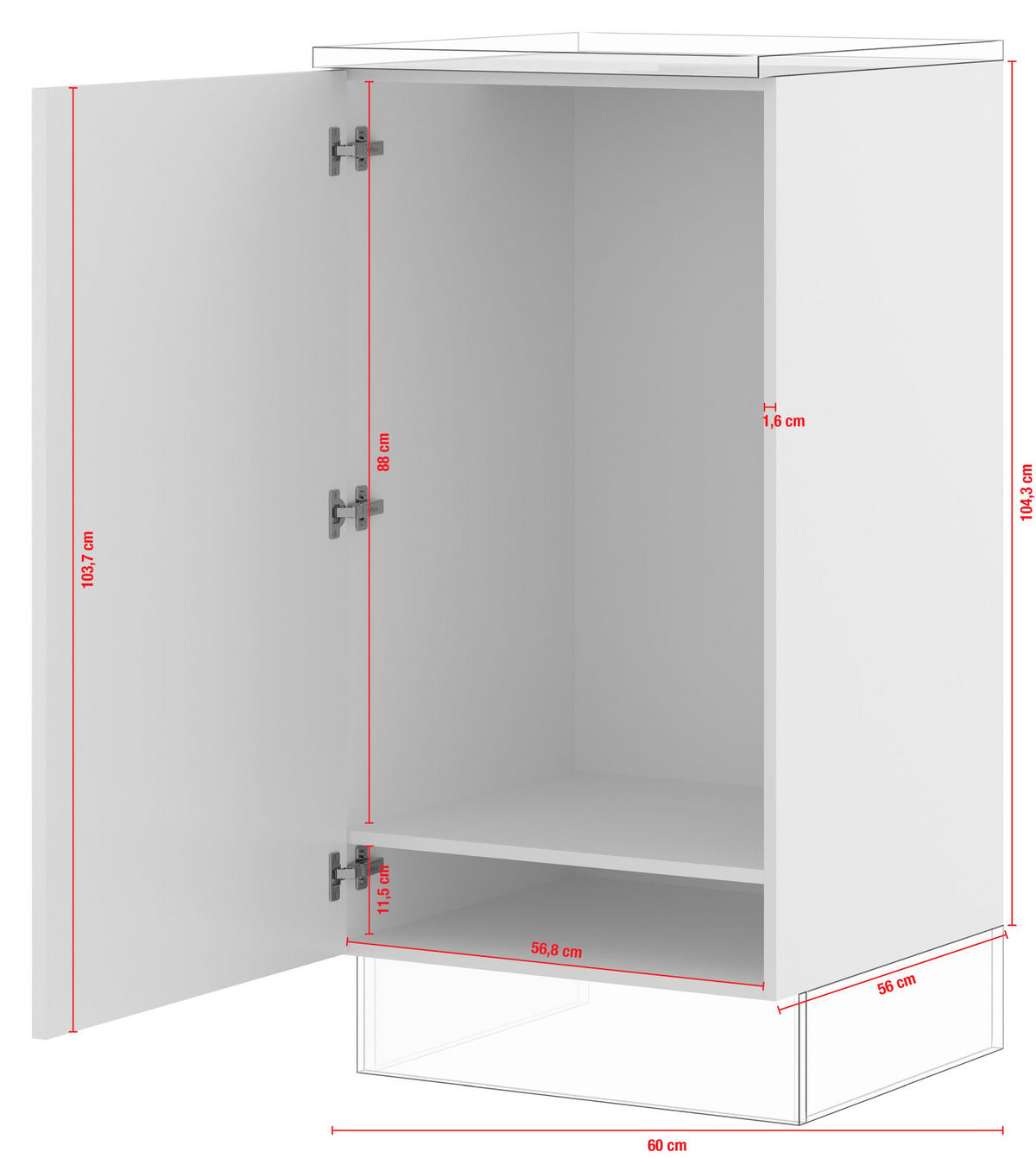 GERÄTEUMBAUSCHRANK 60/119,8/57,6 cm  in Weiß  - Edelstahlfarben/Weiß, Basics, Holzwerkstoff/Metall (60/119,8/57,6cm) - Impuls
