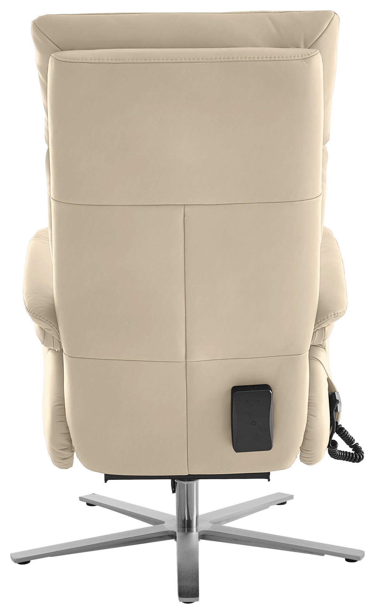 RELAXSESSEL in Leder Ecru  - Ecru/Edelstahlfarben, Design, Leder/Metall (70/124/85cm) - Cantus