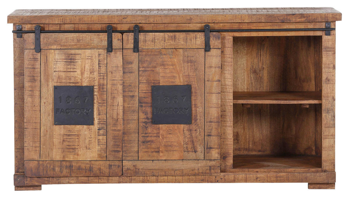 SIDEBOARD  in 160/85/45 cm  - Schwarz/Naturfarben, LIFESTYLE, Holz/Metall (160/85/45cm) - Landscape