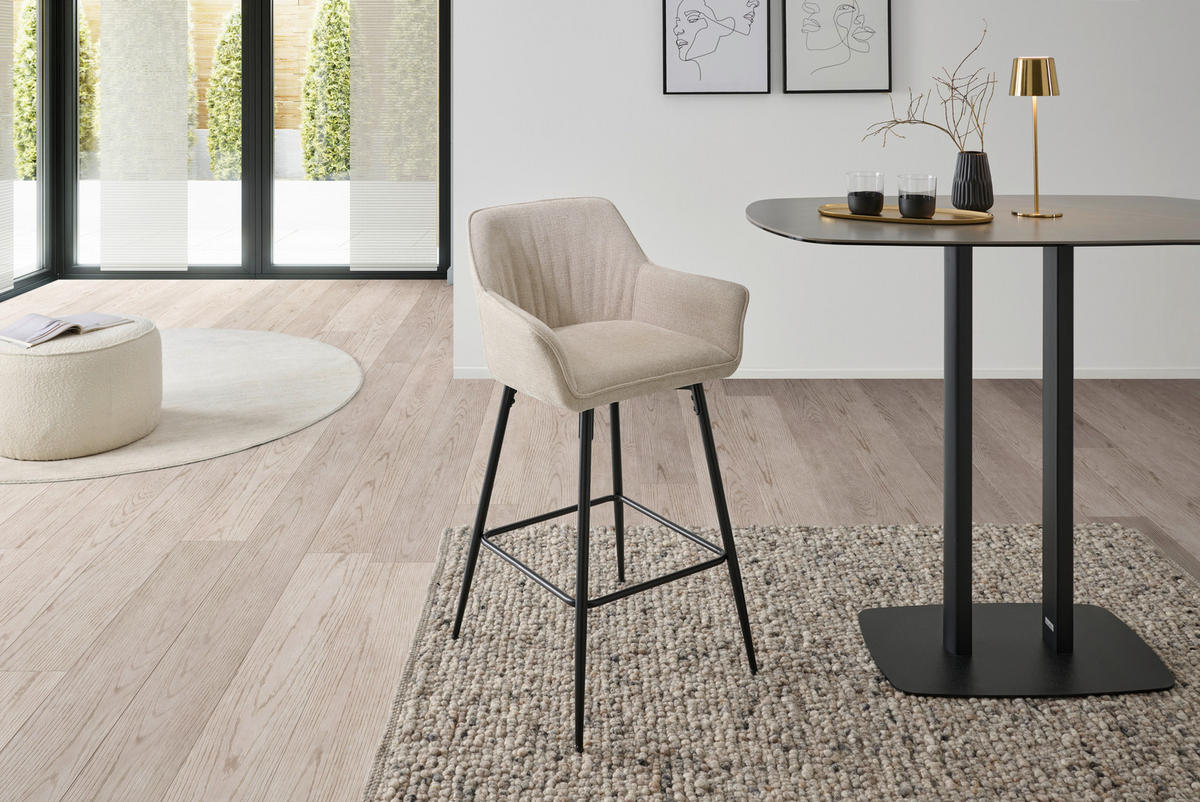 BAROVÁ STOLIČKA, čierna, béžová - čierna/béžová, Konventionell, kov/drevo (57/105/57cm) - MID.YOU