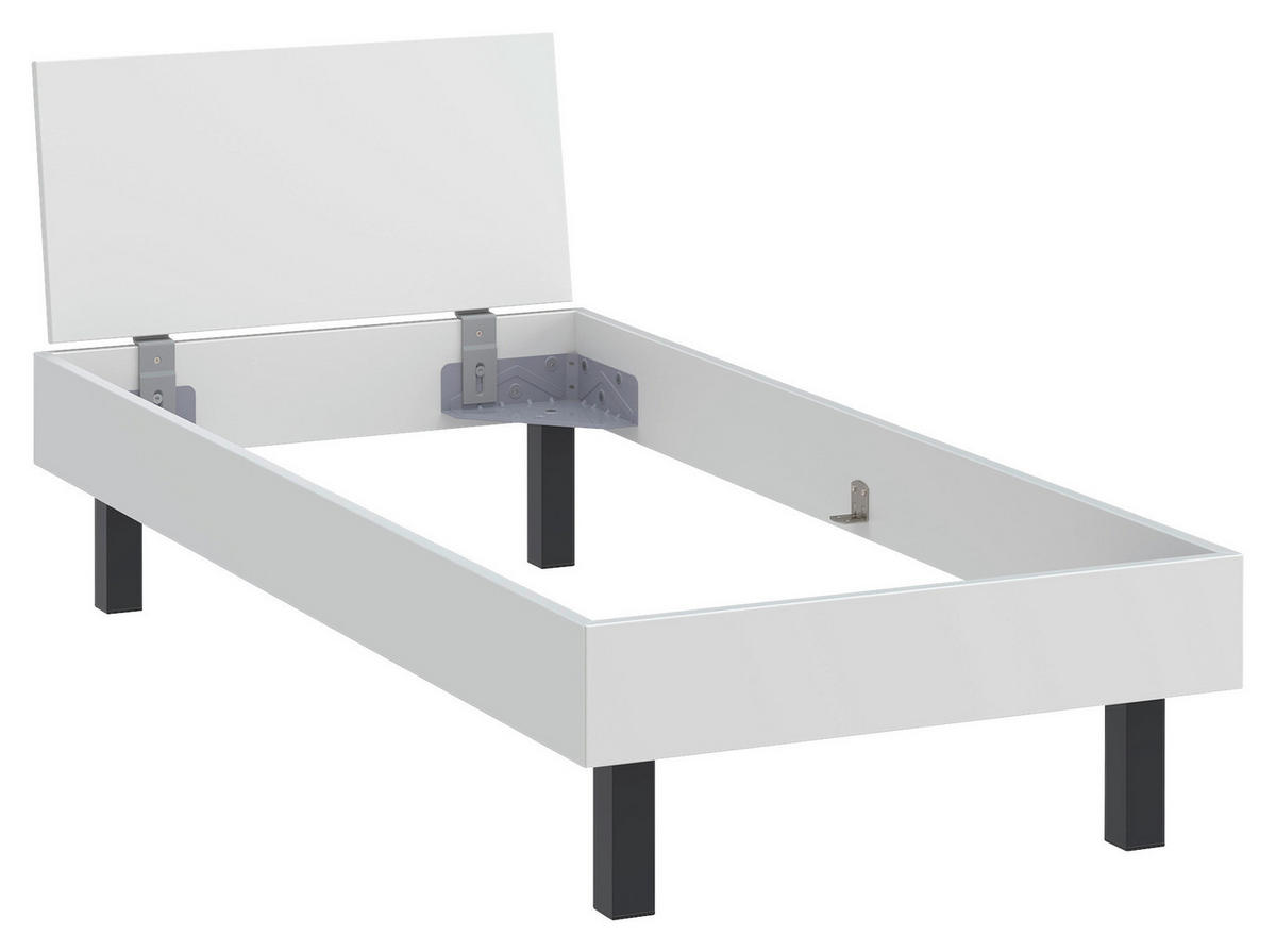 BETT 90/200 cm,  in Weiß,  - Schwarz/Weiß, Design, Metall (90/200cm) - Xora