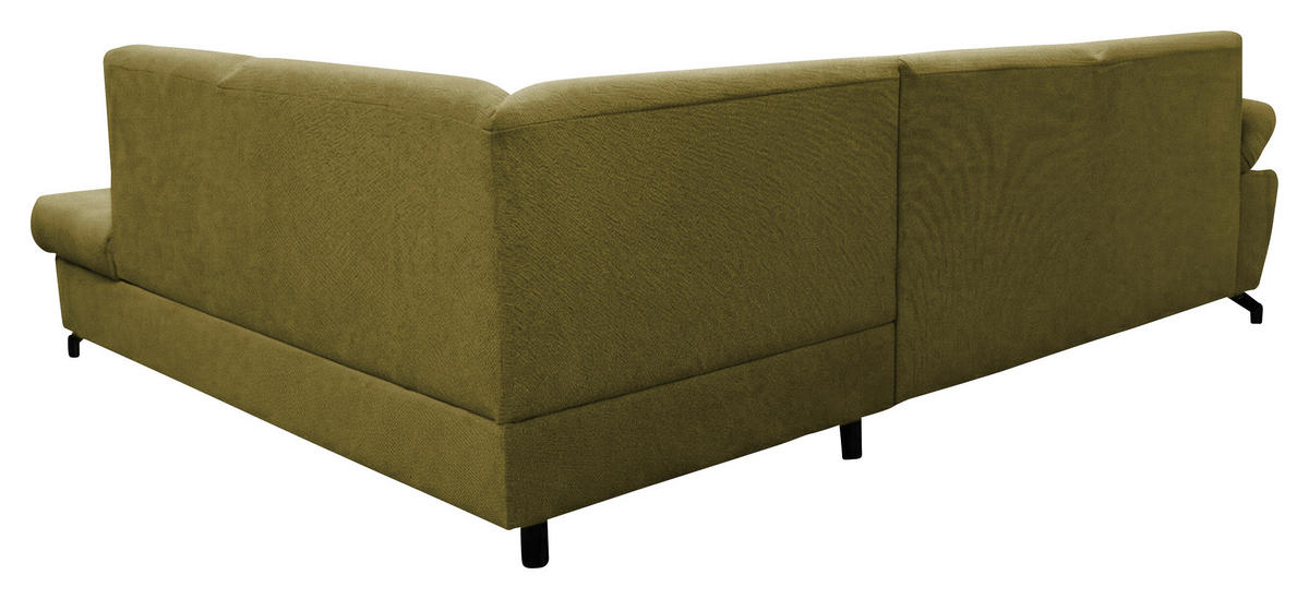 ECKSOFA CORA Grün Chenille Zierkissen, Bettkasten  - Schwarz/Grün, Design, Textil/Metall (261/198cm) - MID.YOU