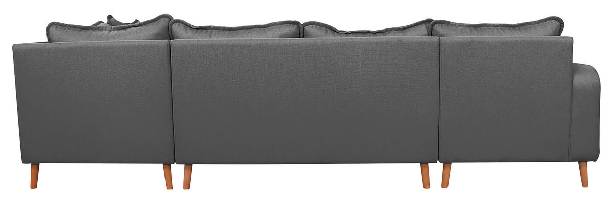WOHNLANDSCHAFT Grau Textilgeflecht  - Wengefarben/Grau, Design, Holz/Textil (170/296/167cm) - Livetastic
