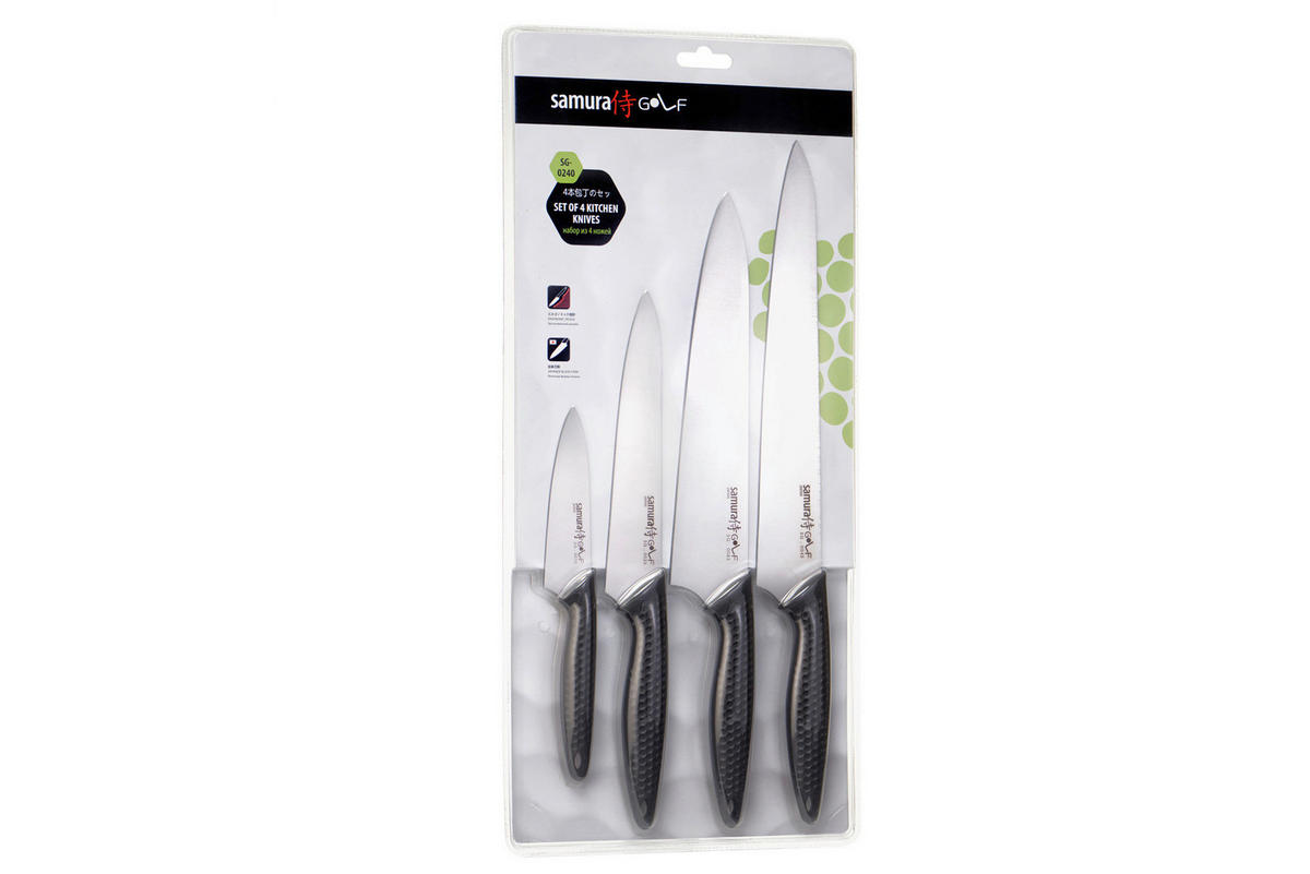SET NOŽEVA      4-dijelni  GOLF  - srebrne boje/crna, Basics, metal/plastika - Samura
