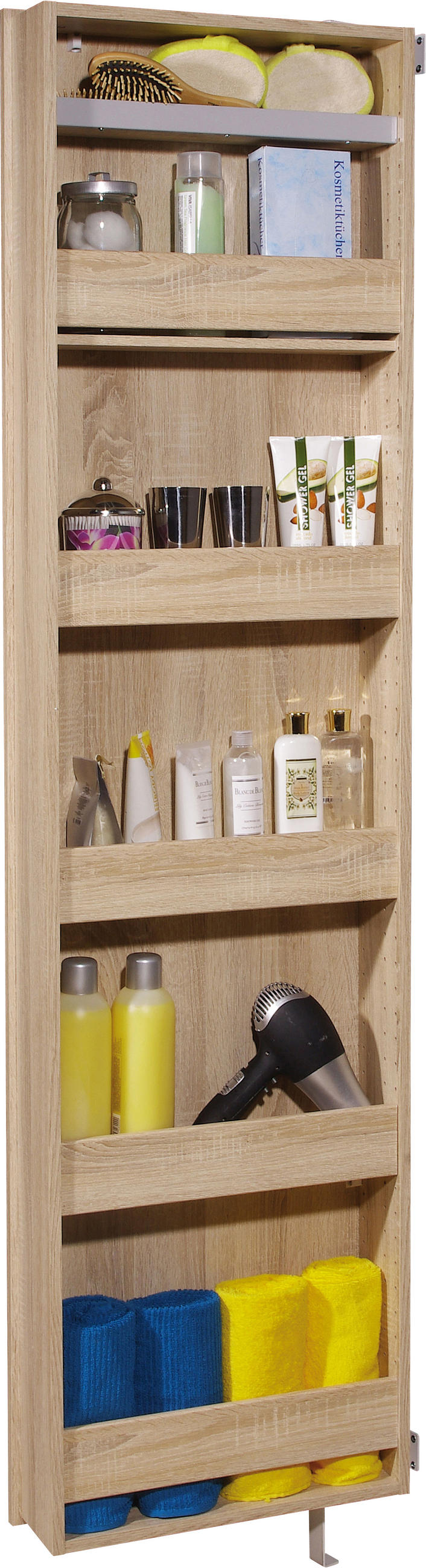 SCHUHSCHRANK  in 50/195/18 cm  - Sonoma Eiche, Design, Glas/Holzwerkstoff (50/195/18cm) - Xora
