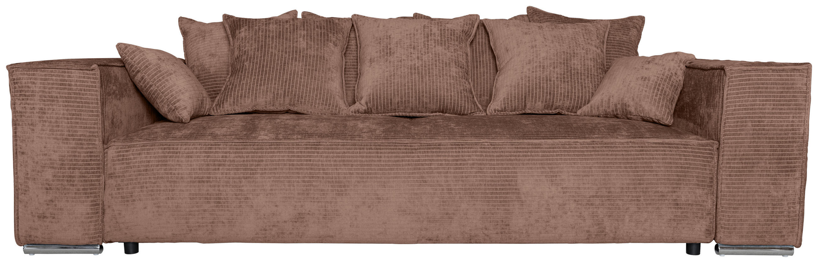 BIGSOFA Flachgewebe Altrosa  - Chromfarben/Altrosa, KONVENTIONELL, Textil/Metall (256/68/122cm) - Carryhome