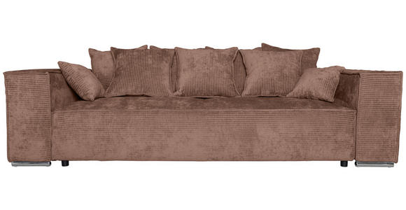 BIGSOFA in Flachgewebe Altrosa  - Chromfarben/Altrosa, KONVENTIONELL, Textil/Metall (256/68/122cm) - Carryhome